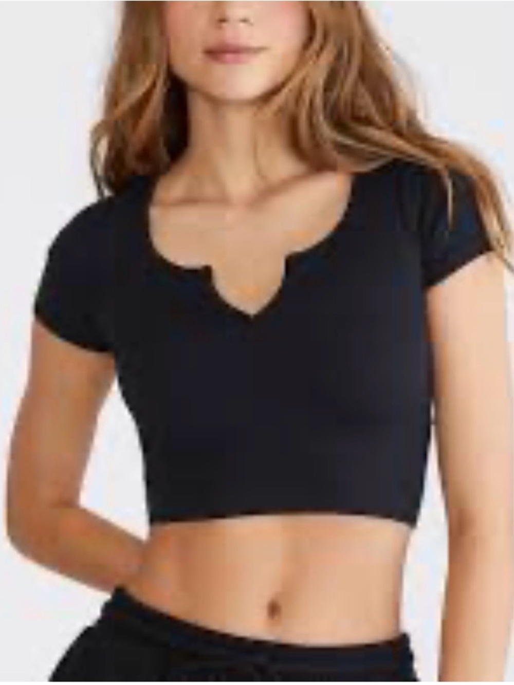 Aeropostale Black Ribbed Short Sleeve Top